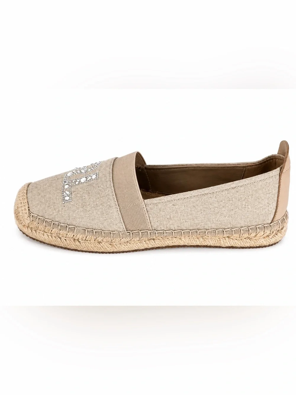 Karl Lagerfeld Manika Beaded Embellished Logo Espadrille Flats